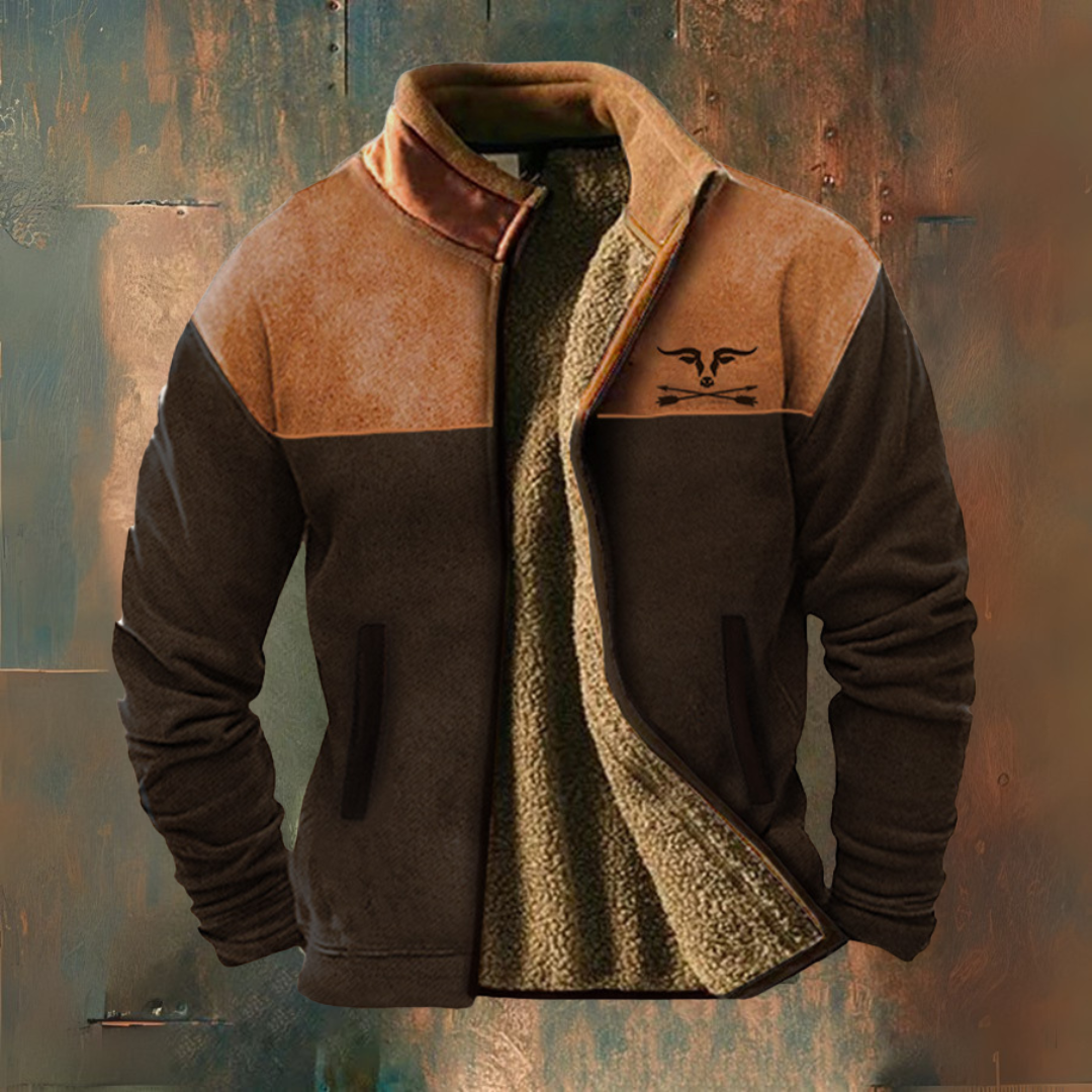 Adrien – Stylish men's fleece jacket with thermal lining – Light Beige / S