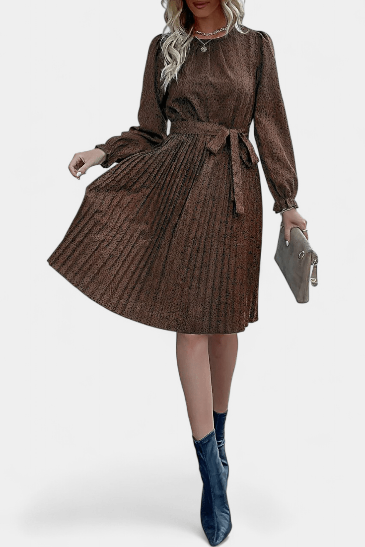 Agnes – Leopard pleated – Brown leopard / S