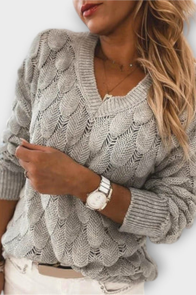 Agnes – V-Neck Jumper – Grey / S