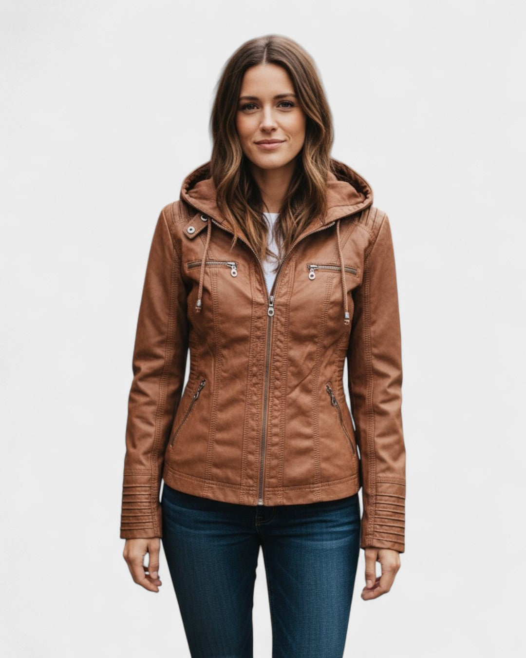 Alberte – Leather jacket – Khaki / S
