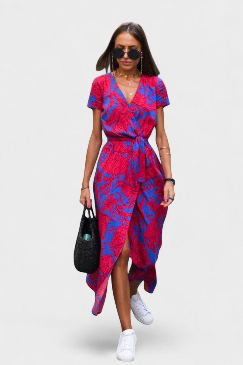 Albertha – Stylish Dress – Red / Blue / S