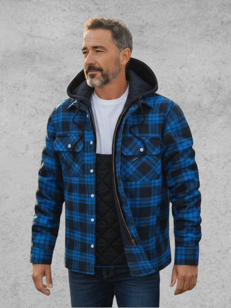 Asger – Warm men's jacket in premium wool mix – Dark Blue / S