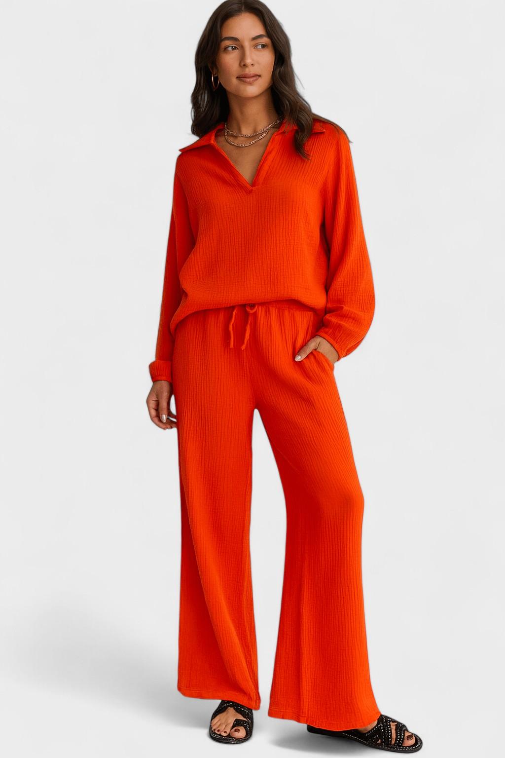 Asta – Long sleeve set – Orange / M