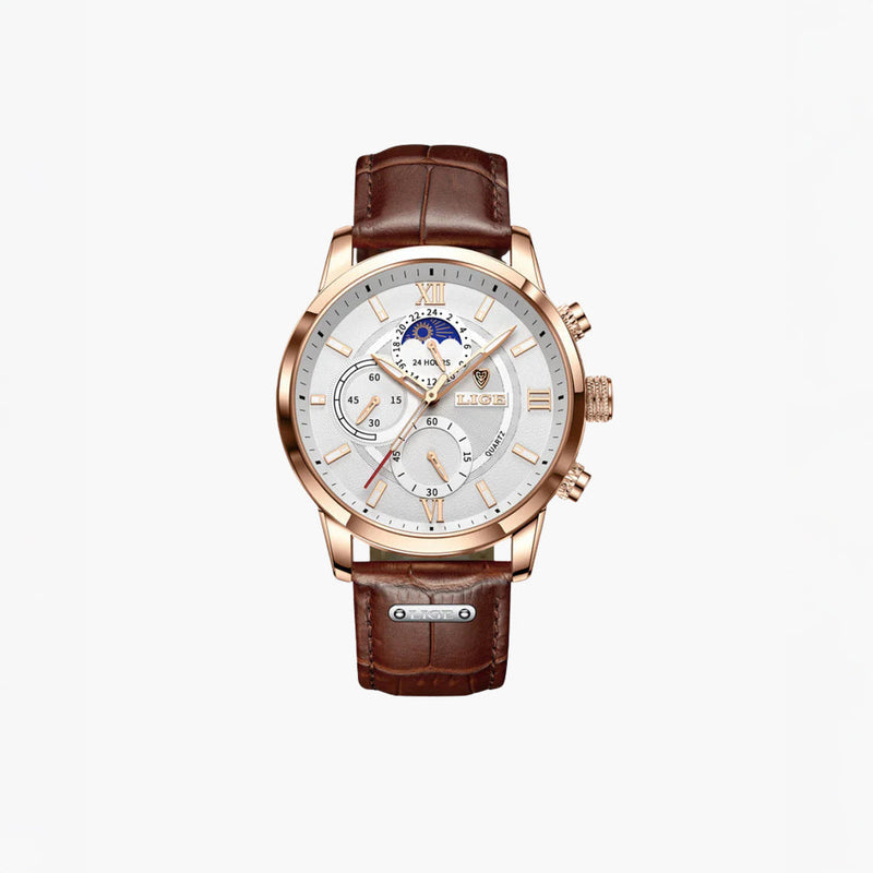 Belluno – Classic leather Watch – Brown / White