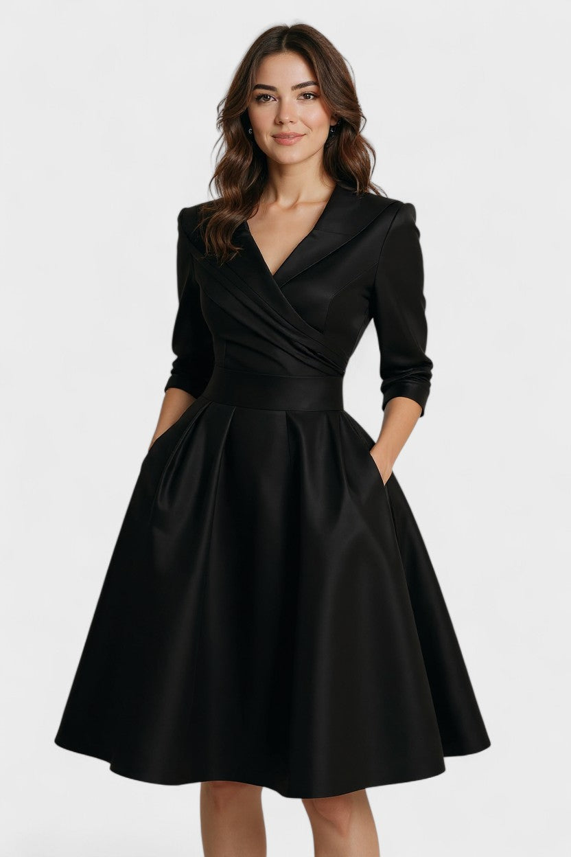Ceryn – Satin Midi Dress – Black / S
