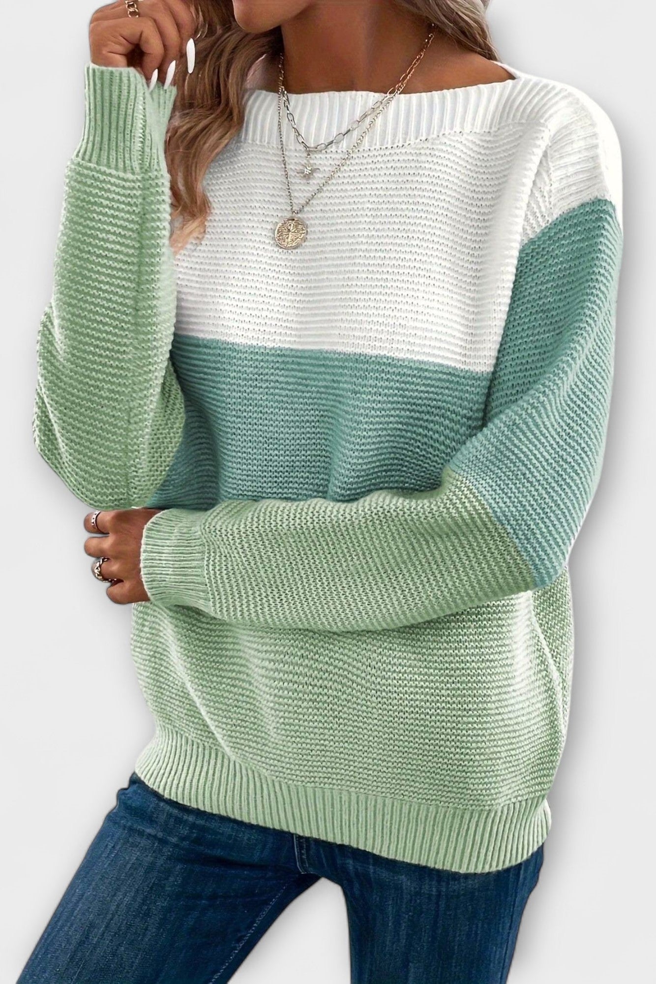 Clara – Patchwork Jumper – Green / S