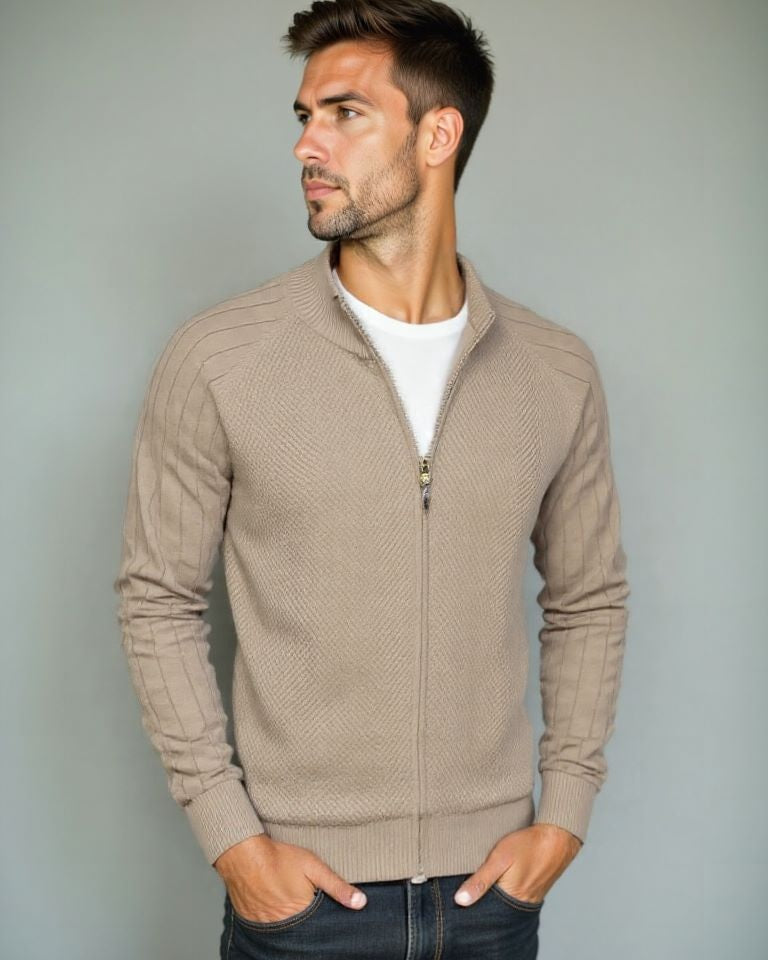 Daniel – Jacquard Jumper – Khaki / S