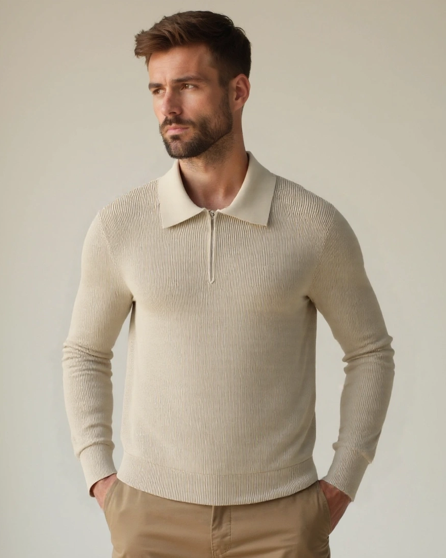 David – Zip Polo Jumper – S / Dark Grey