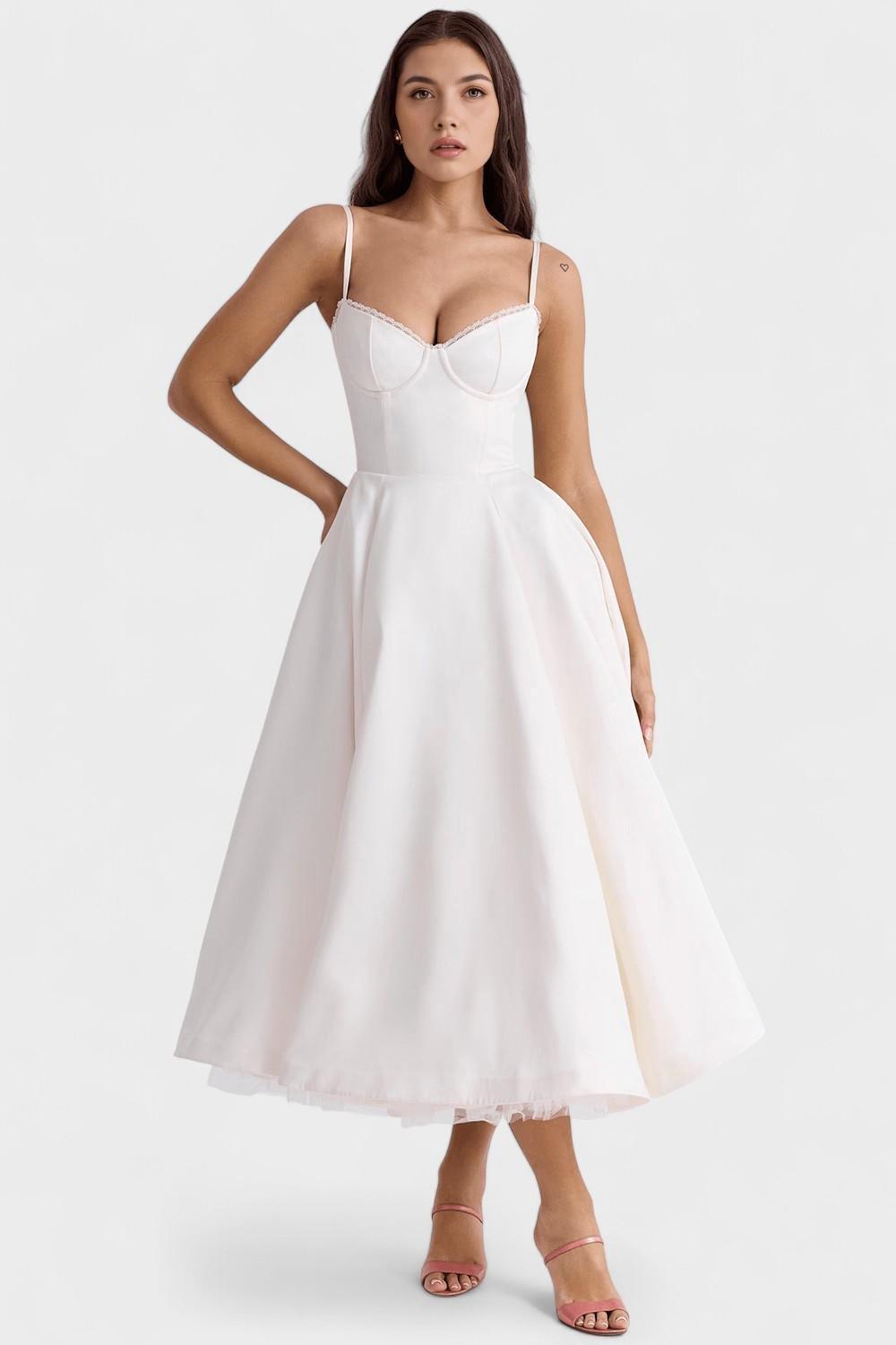 Elisa – Midi dress – White / XS