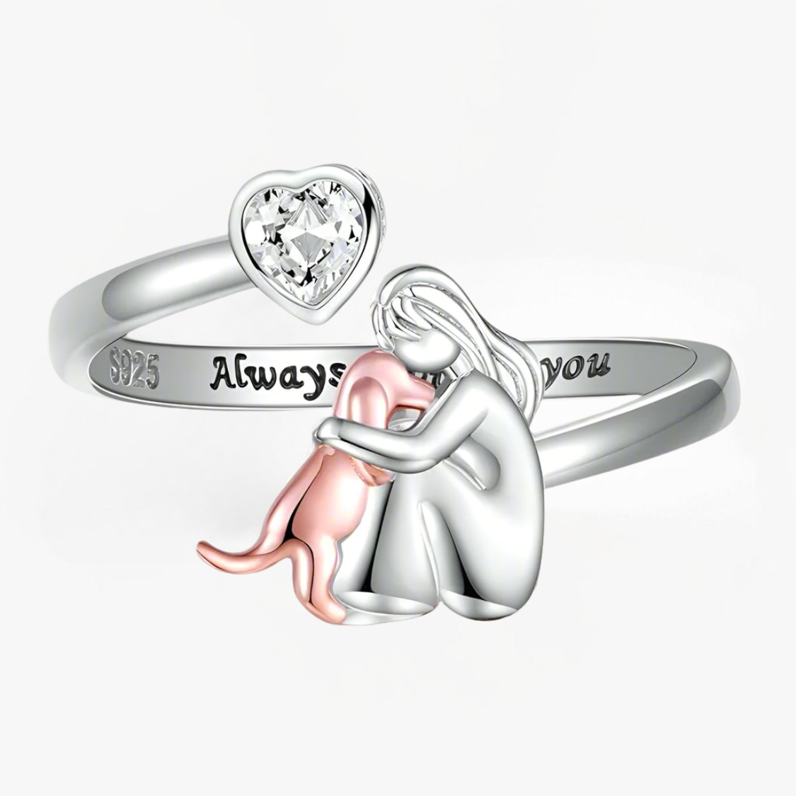 Eliška – Pink ring with dog motif – Pink and Silver