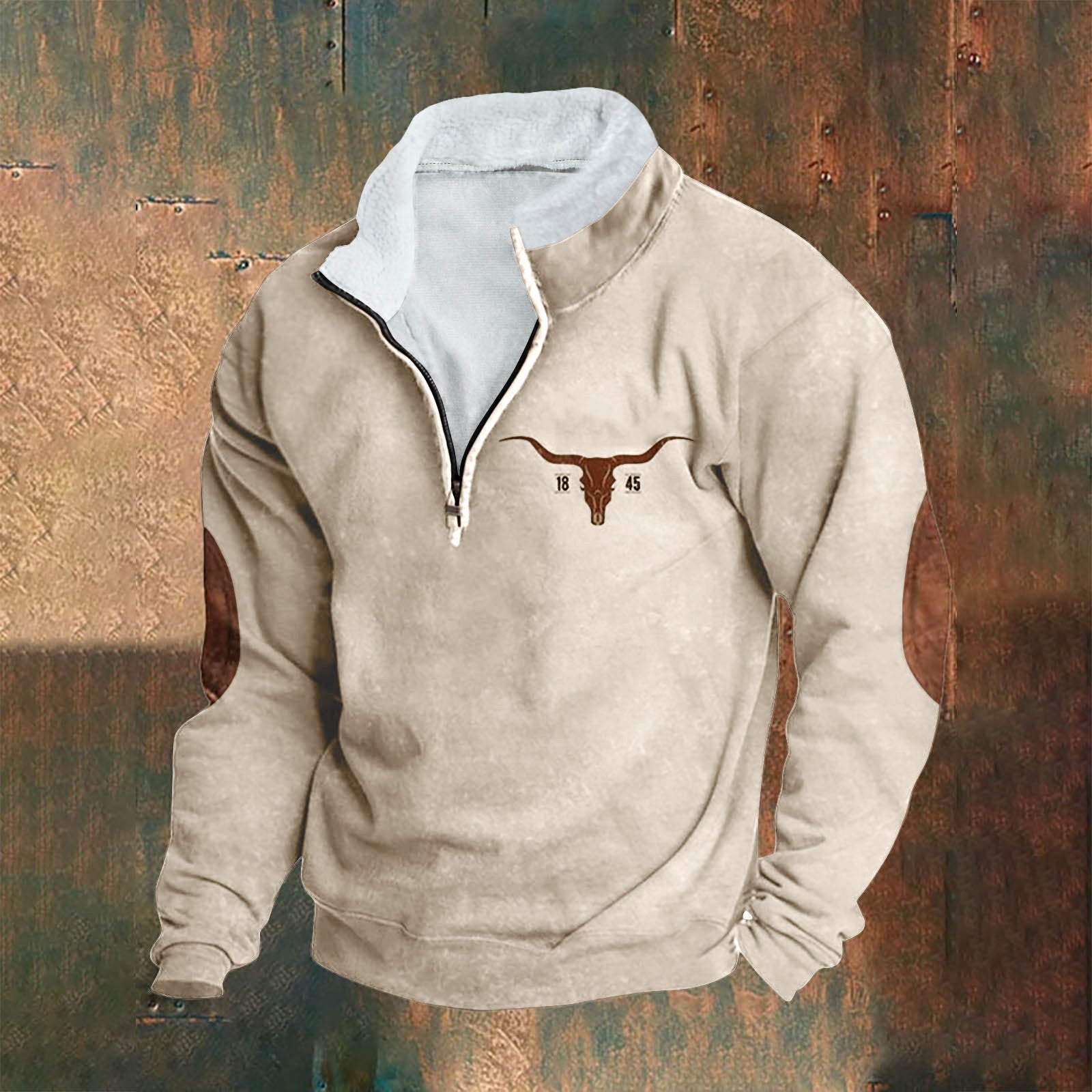 Émeric – Stylish Half-Zip Jumper – Beige / S