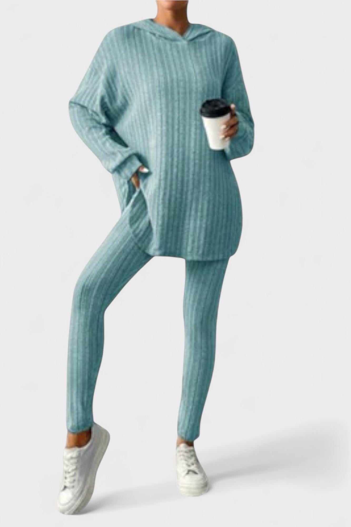 Emma – Long sleeve set – Turquoise Blue / S