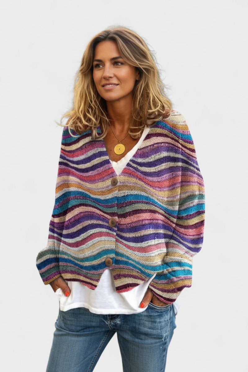 Fran – Buttoned Cardigan – Purple / S