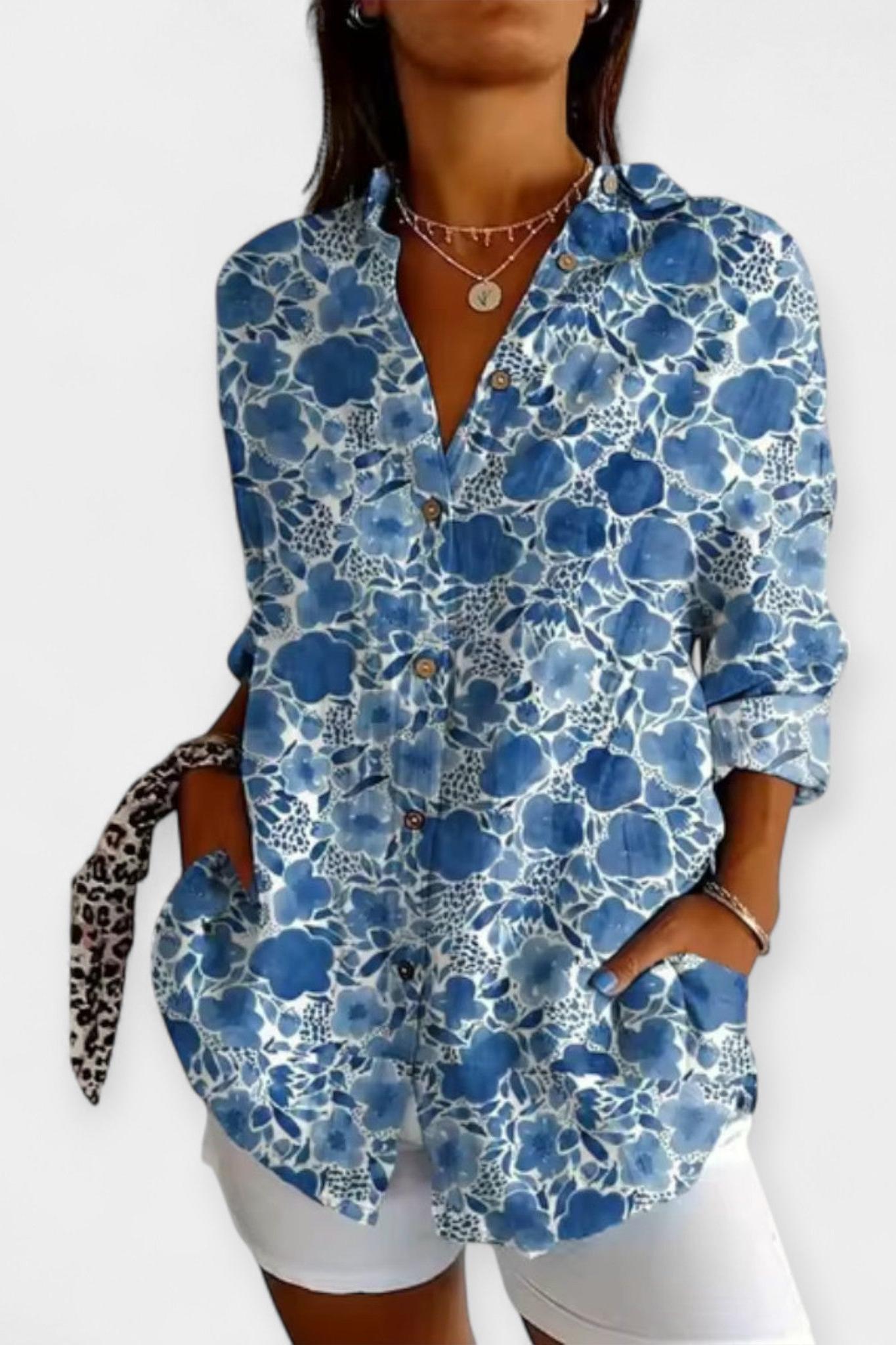 Frida – Flower print shirt – Pink / 2XS