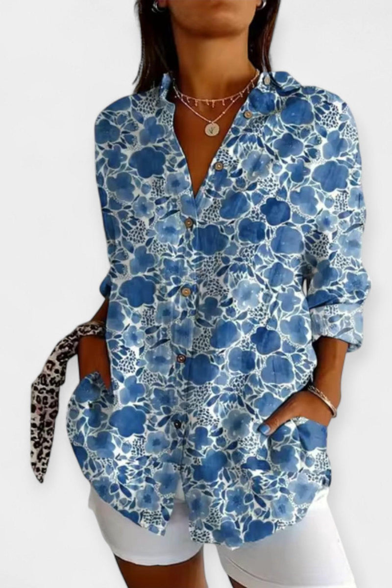 Frida – Flower print shirt – Pink / 2XS