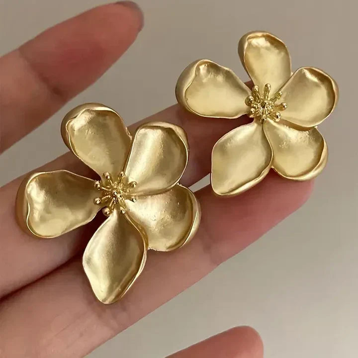 Gold flower earrings – Gold Yellow