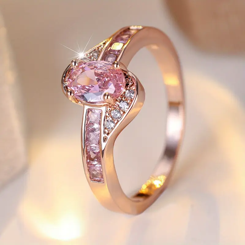 Gold ring with pink crystal – 6