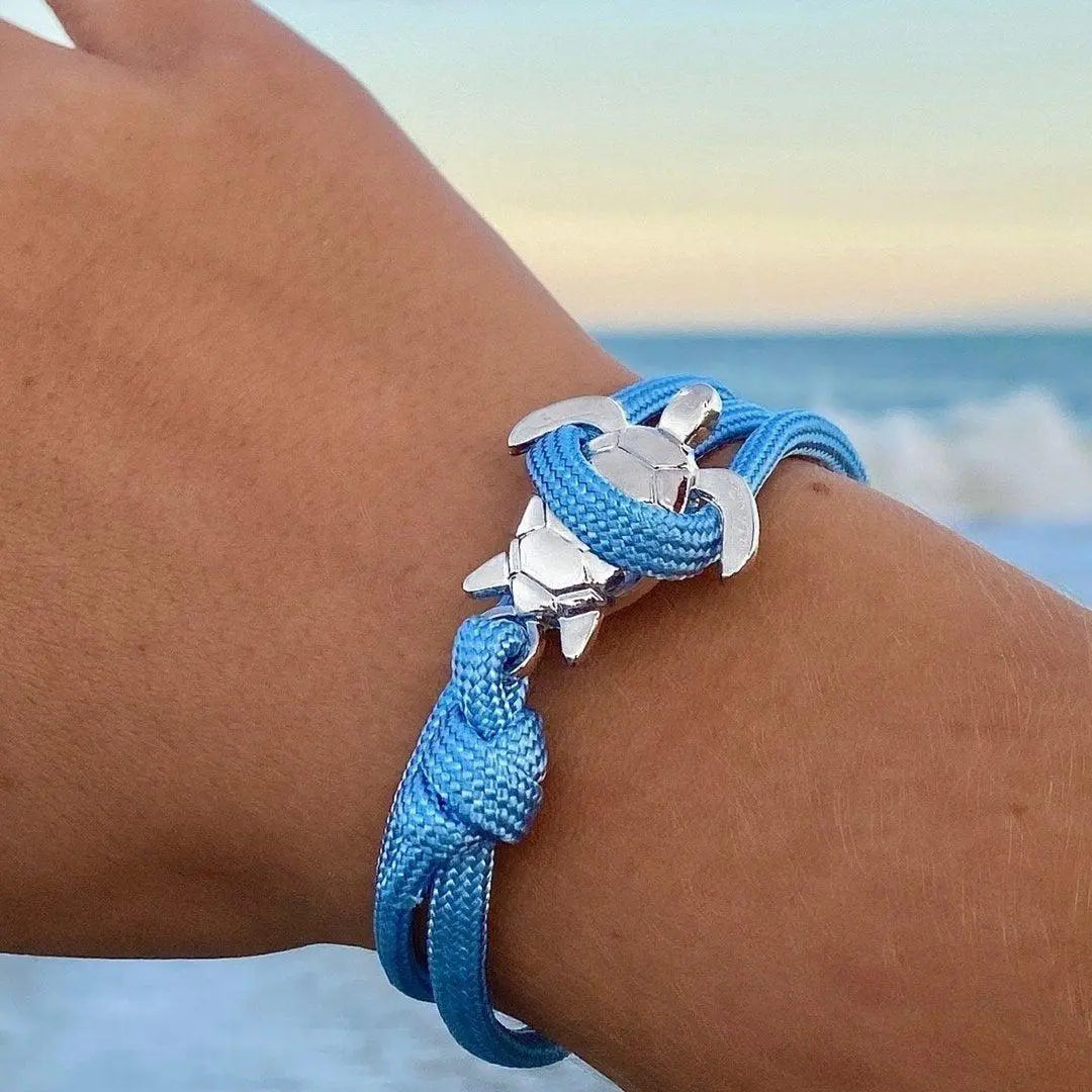 Handmade bracelet with sea turtle – Blue