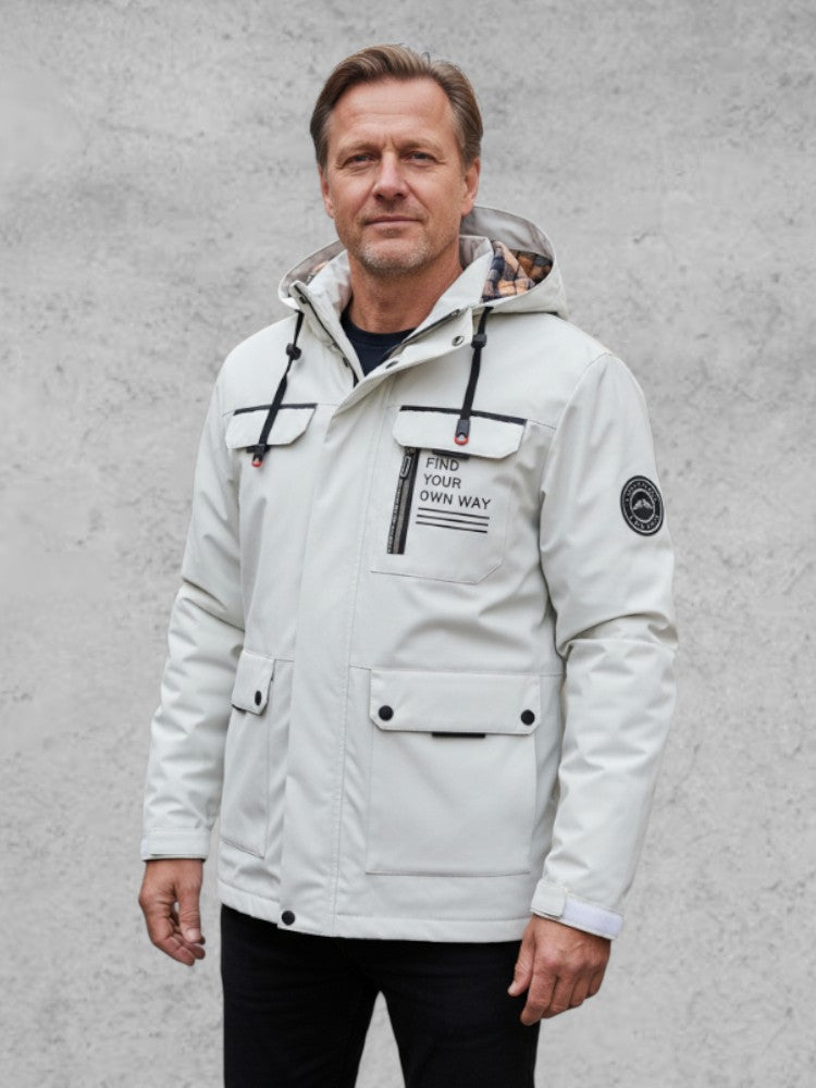 Harden – Men's winter jacket with hood – White / M
