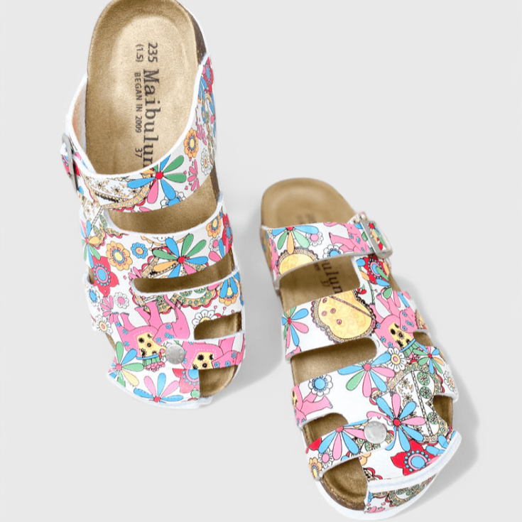 Helene – Supportive Sandals – Flowery White / 34