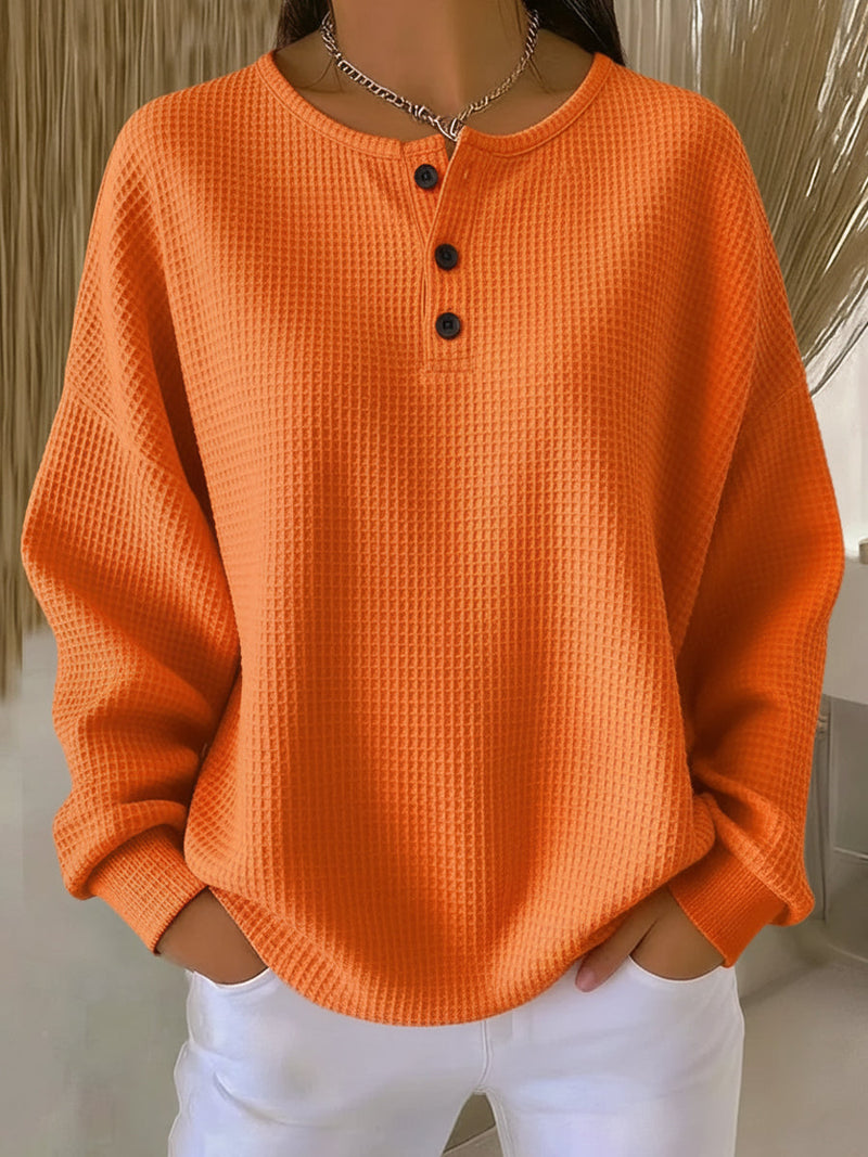 Helle – Waffle knit cosy Jumper – Orange / S