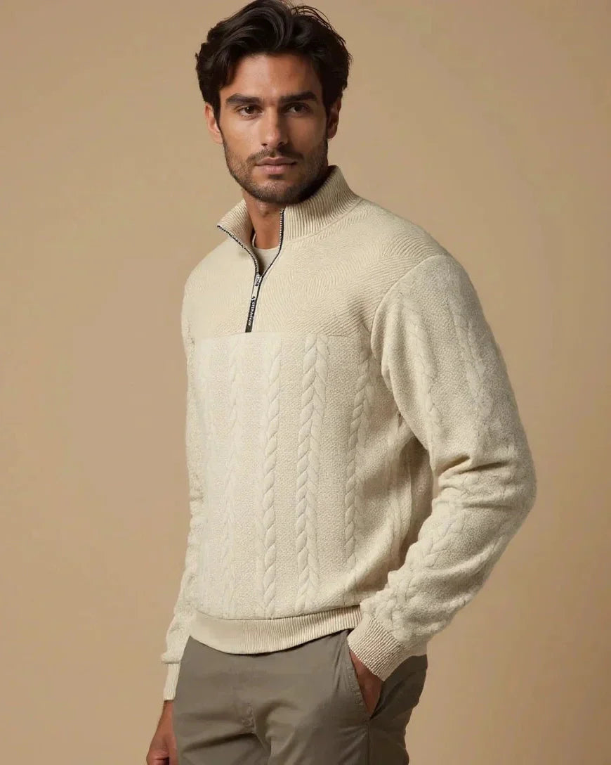 Henry – Jumper with collar – Beige / S