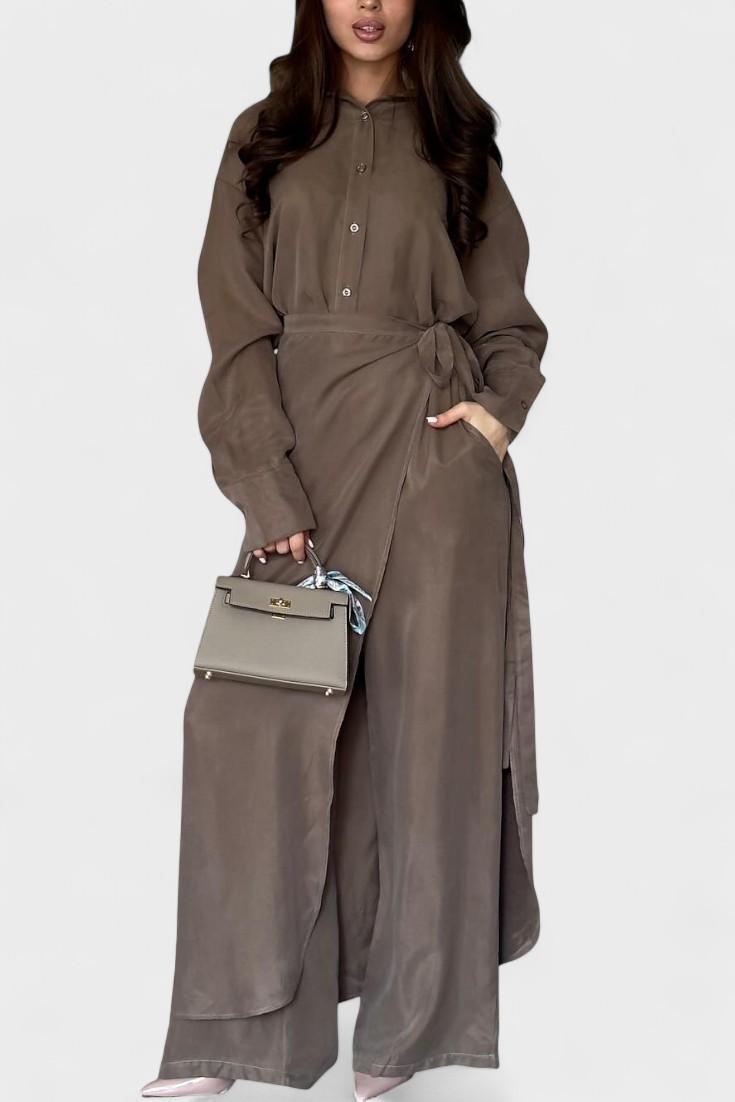 Ida – Long sleeve set – Brown / XS