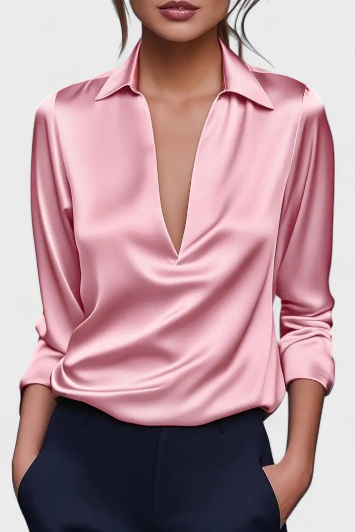 Ida – Satin shirt – Pink / S