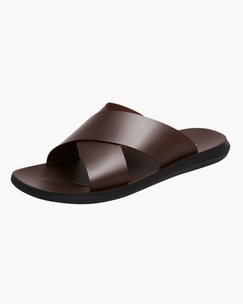 Illino – Sandals with cross straps – Brown / 39