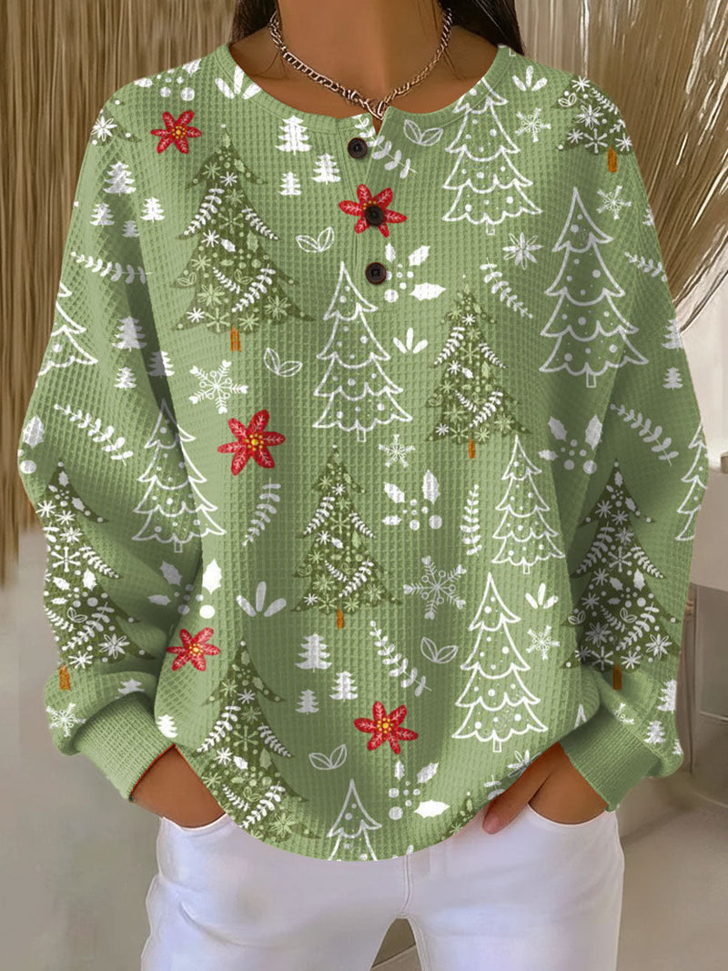 Ingrid - Jumper with Christmas tree motif – Green / S