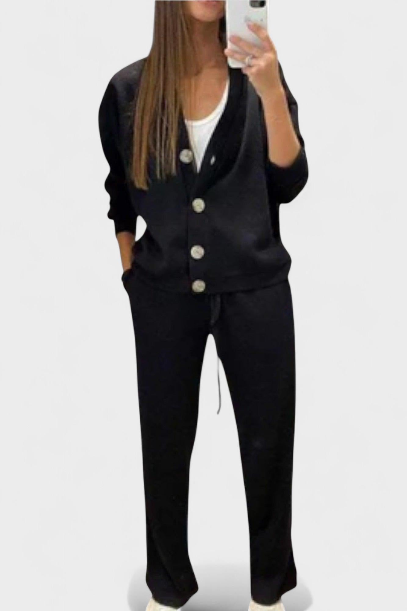 Johanne – Long sleeve set – Black / S