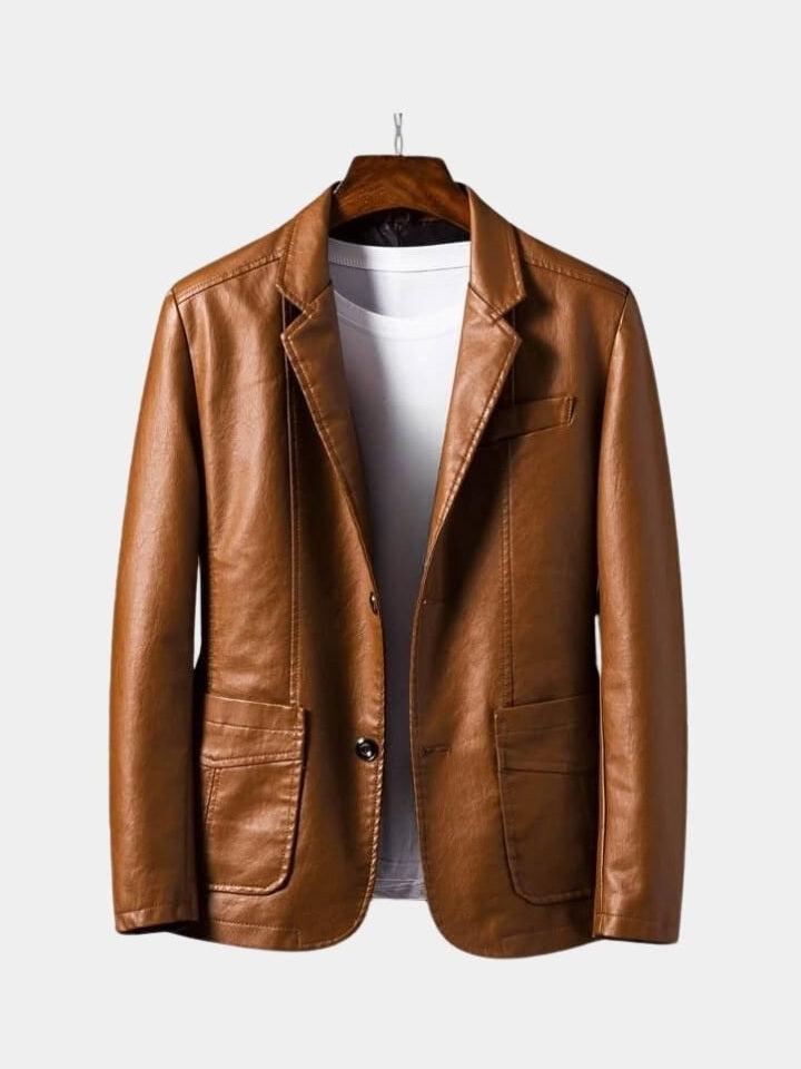 Jonas – Caramel colored leather jacket – Brown / S