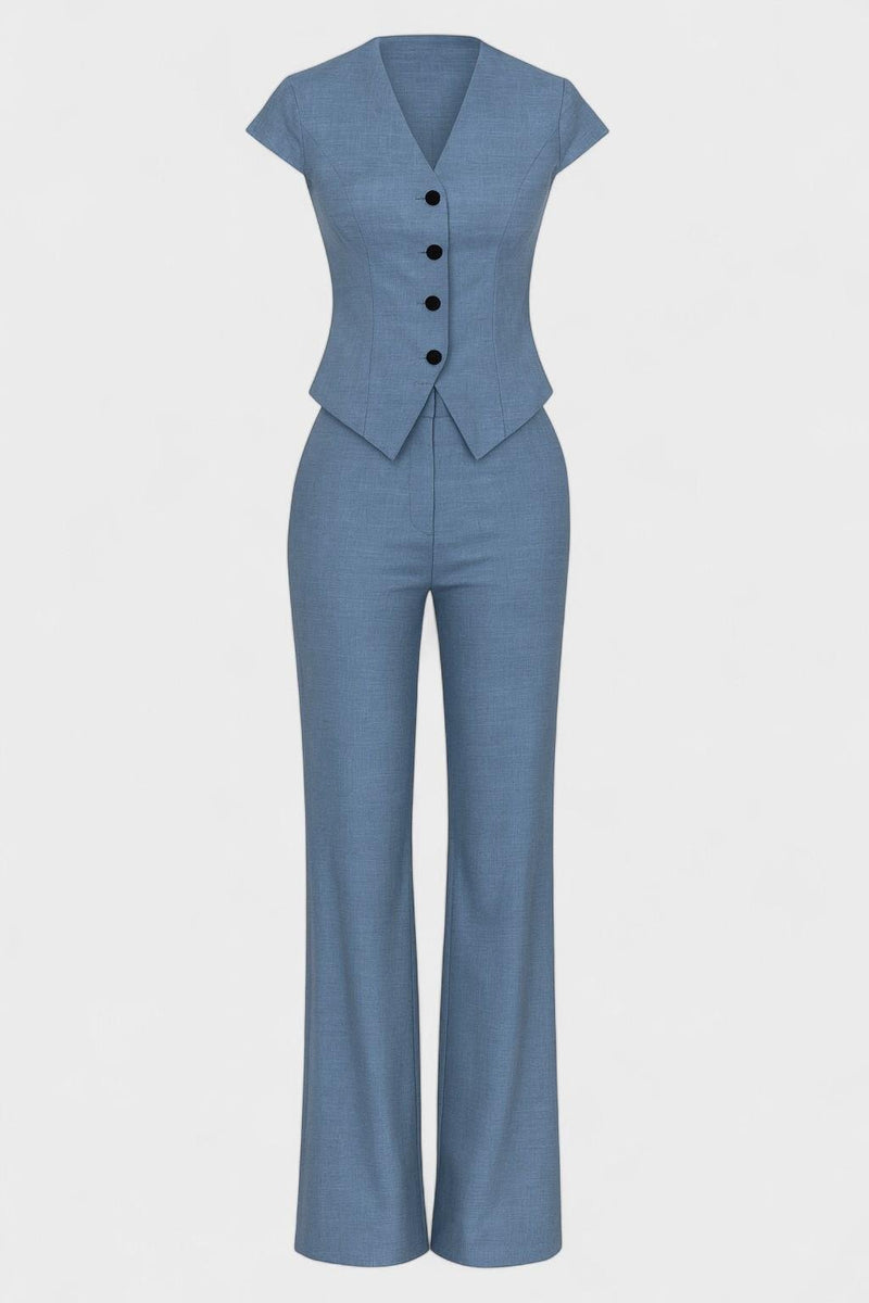 Julie – V-neck set – Blue / XS