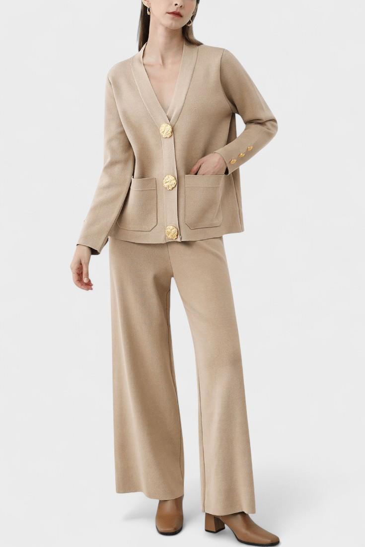 Karen – Long Sleeve Set – Brown / S