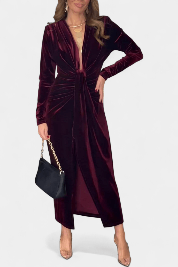 Karla – V-neck Luxury – Bordeaux / S