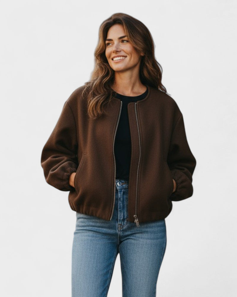 Katrine – Short bomber jacket – Dark Brown / XS