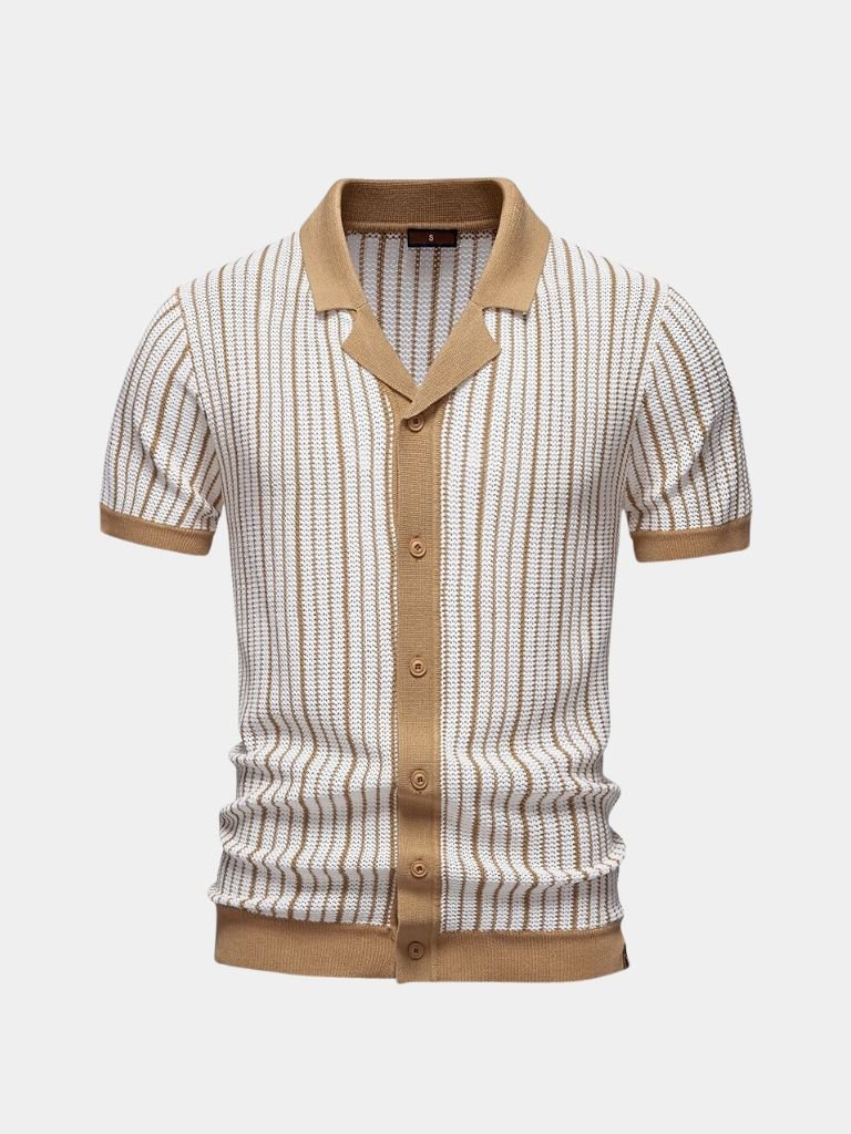 Laurits – Striped Knit Polo – Green / S