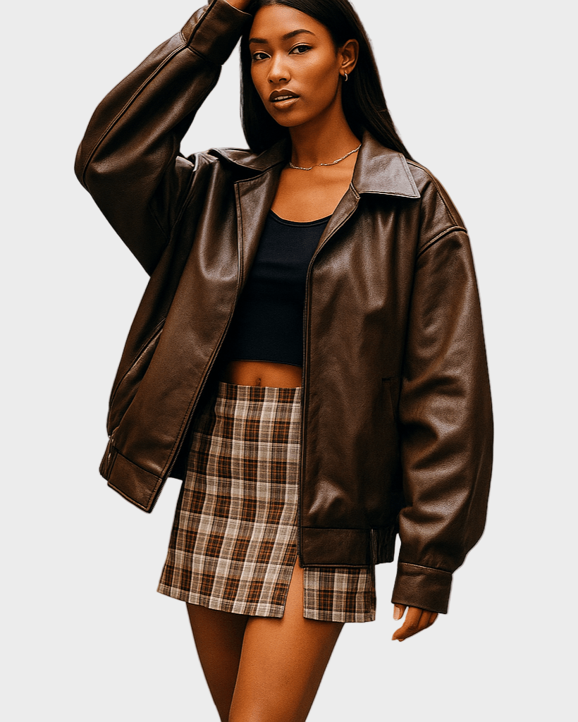 Lene – Oversized jacket – Brown / XS