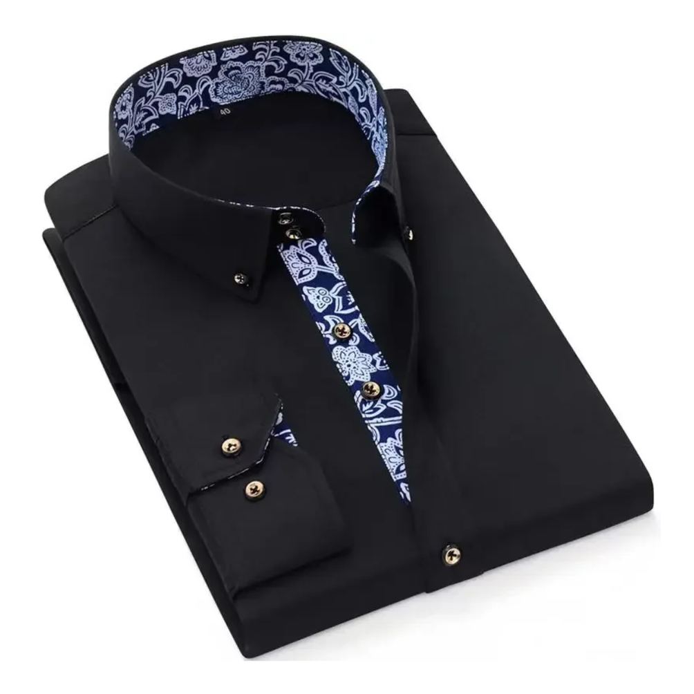 Lodewijk – Classic cotton shirt – Black / S