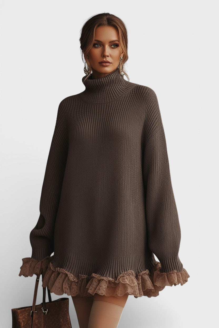 Louise™ – Warm Knitted Dress with Ruched Detail – S