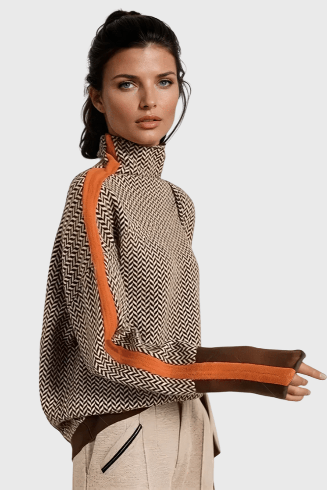 Marie – High neck Wool Jumper – Orange / S
