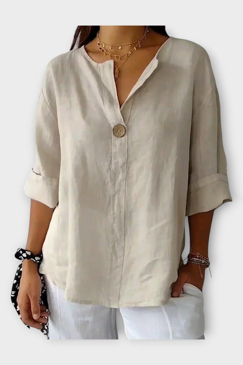 Marie – V-neck shirt – Beige / S