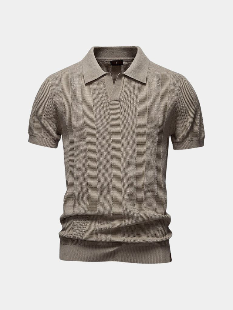 Mikael – Beige Vintage Polo – Navy Blue / S