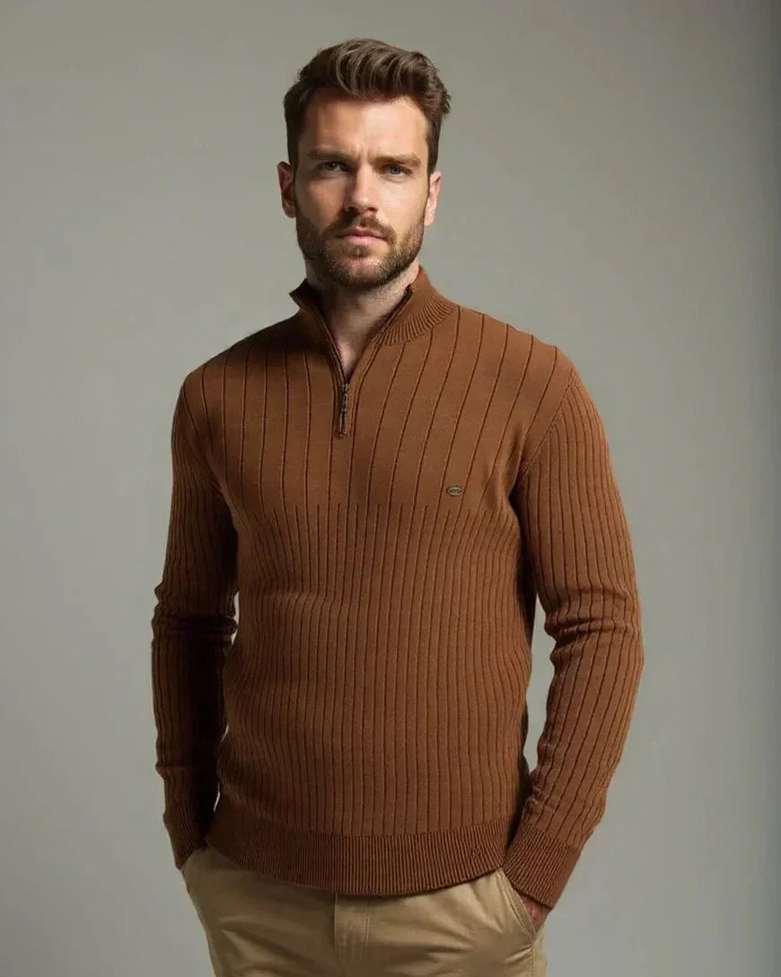 Mikkel – Half-zip cotton Jumper – Orange / S