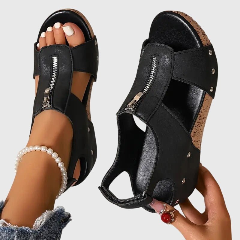 Millea – Supportive Sandals – Black / 36