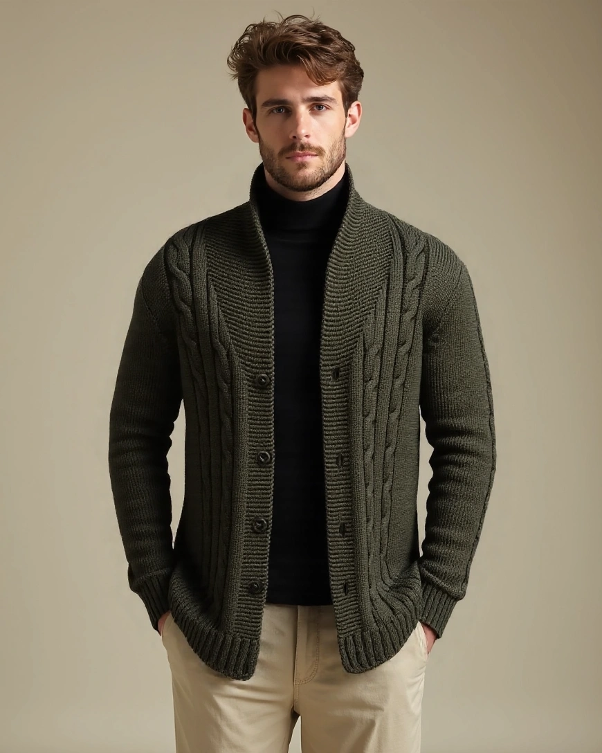 Noah – Elegant Cardigan for Men – Brown / S