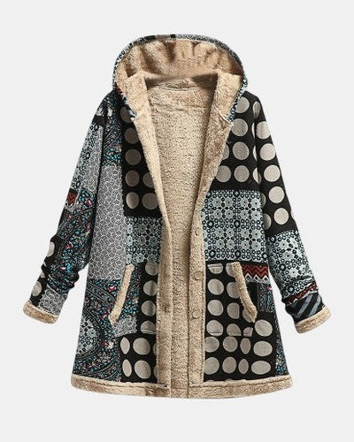 Nova – Monochrome Retro Dotted Fleece Jacket – S