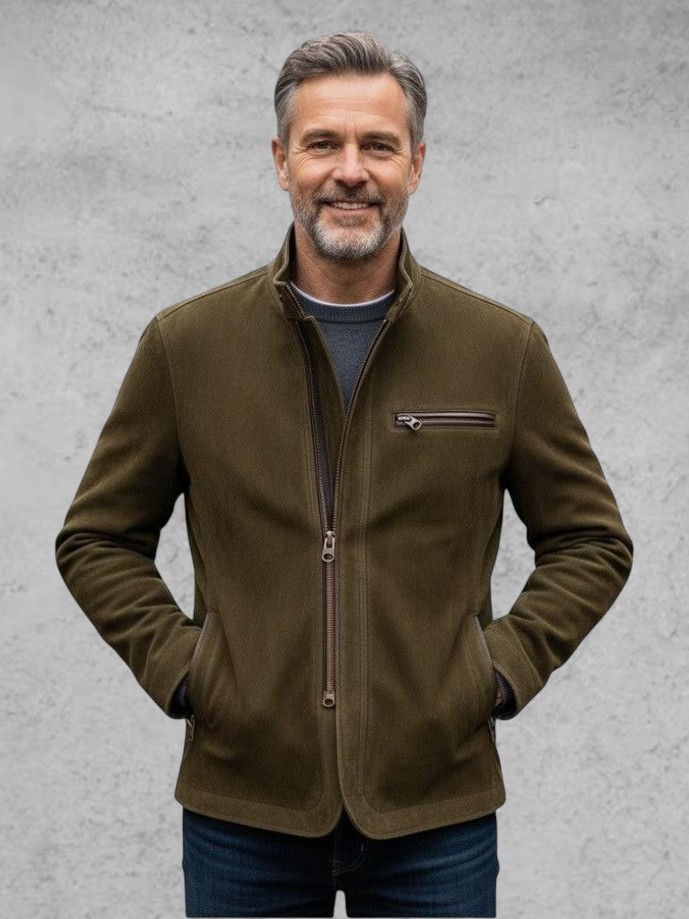 Oliver – Premium suede jacket – Brown / S