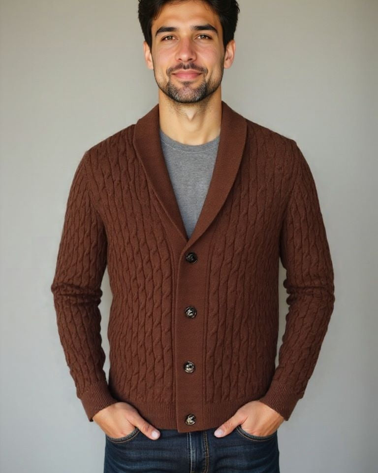 Patrick – Classic warm shirt – Brown / XS