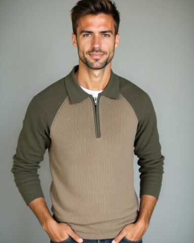 Peter – Zip Jumper with raglan sleeves – Brown / S